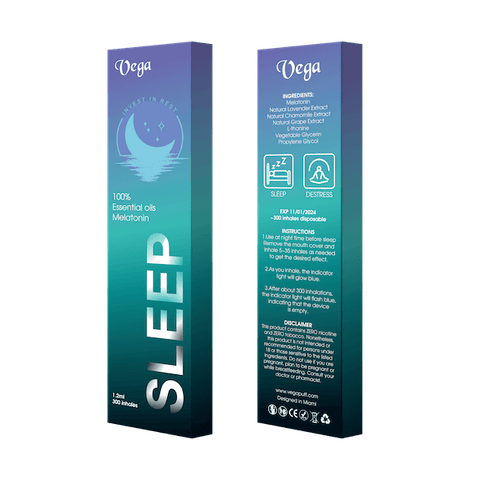 Vega Sleep designed in Miami, contain melatonin and L-Theanine. it's a vitamin that after inhaling the body absorbs the perfect healthy dose of melatonin and L-Theanine to achieve a state of relaxationand sleep with ease. melatonin vitamin vape for better sleep