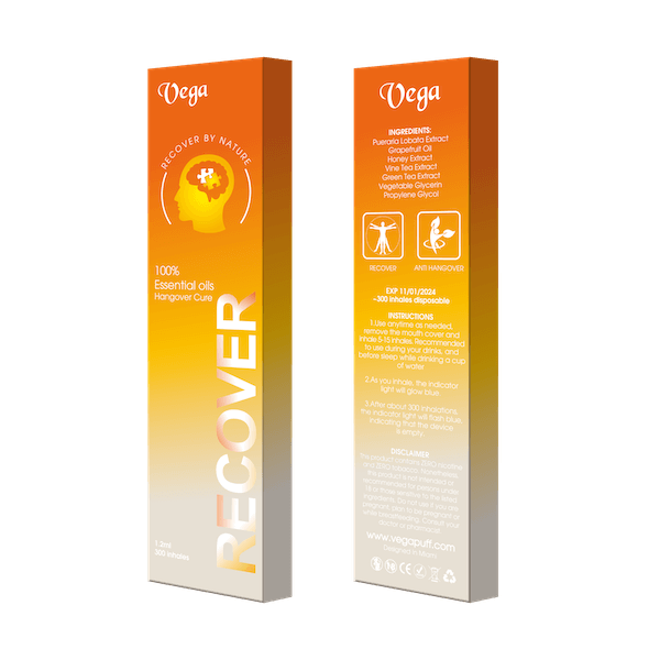 Vega Recover designed in Miami, contain Kudzo Root(pueraia lobata) honey and  tea. Vitamin vape that helps the body absorbs healthy dose of essential oils and get recovered by nature